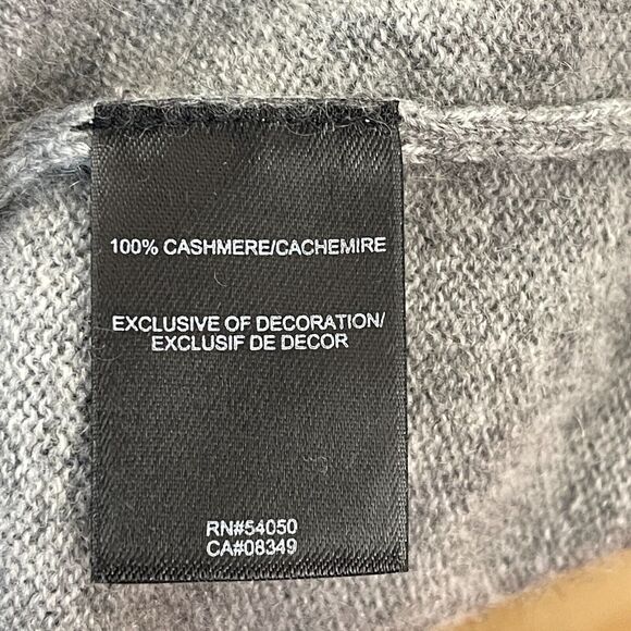 Robert Rodriguez Neiman Marcus Sweater Medium Gray Black Lace 100% Cashmere - Picture 8 of 9